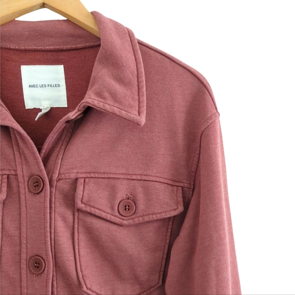 AVEC LES FILLES French Terry Mauve Pink Shacket Size Small - Picture 4 of 13